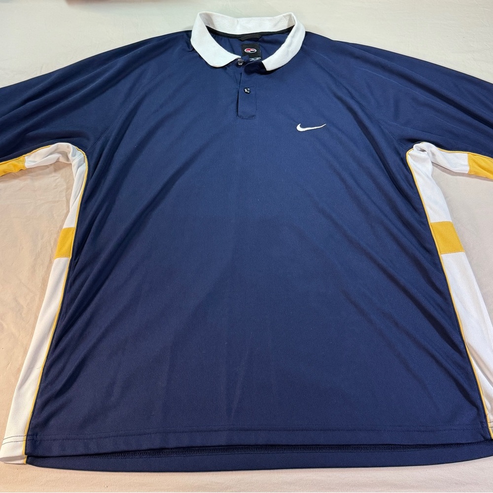 Nike Tiger Woods Polo Shirt Men’s XL Color Block Yin Yang Logo Vintage Y2K Blue
